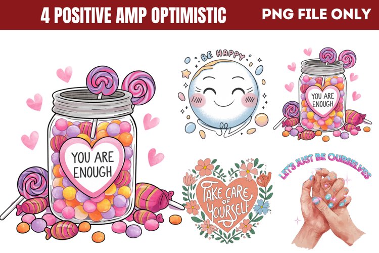 Positive amp Optimistic Sublimation Quote PNG example image 1