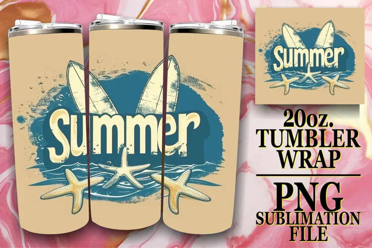 Retro Summer Design,Tumbler Wrap 20oz