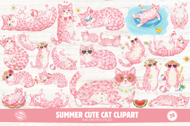 Summer Cute Cat Clipart