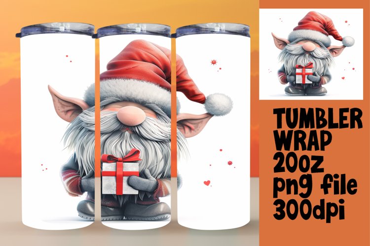 Festive Gnome Tumbler Wrap 20oz Watercolor Sublimation
