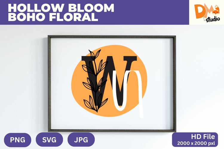 Hollow Bloom Boho Floral Monogram