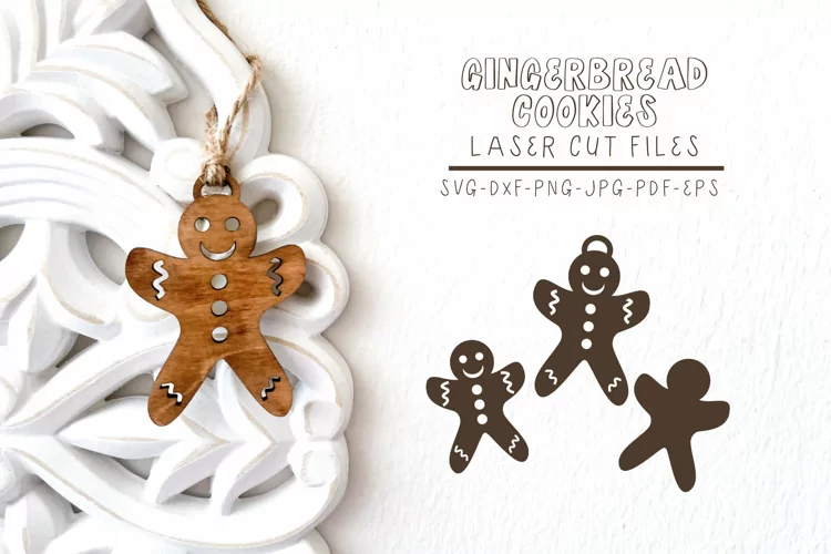 Gingerbread cookies SVG, laser cutting files, ornament