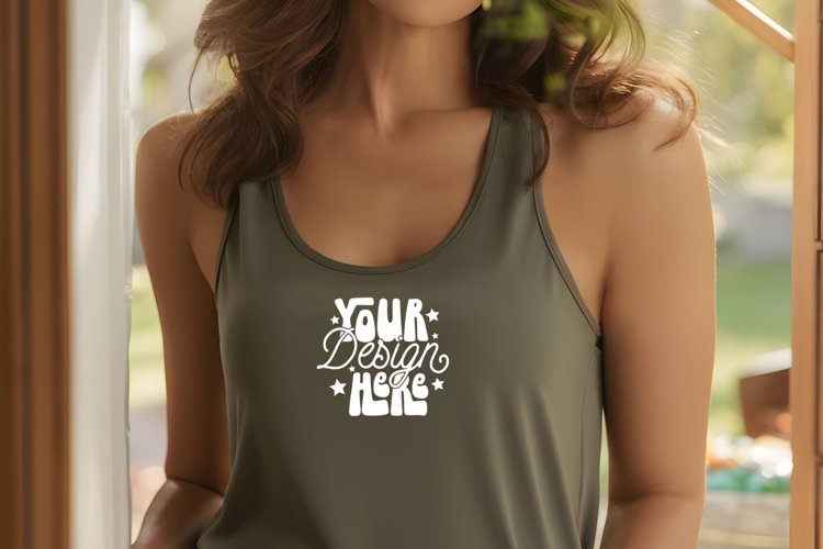 Next Level 1533 Military Green Mockup, Next Level Tank Top example image 1