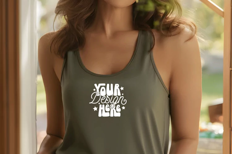 Next Level 1533 Military Green Mockup, Next Level Tank Top