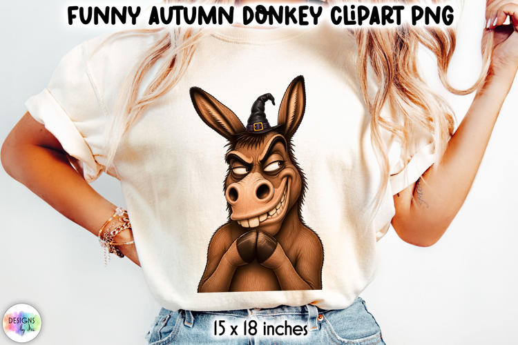 Mischievous Donkey Wearing Witch Hat Halloween PNG