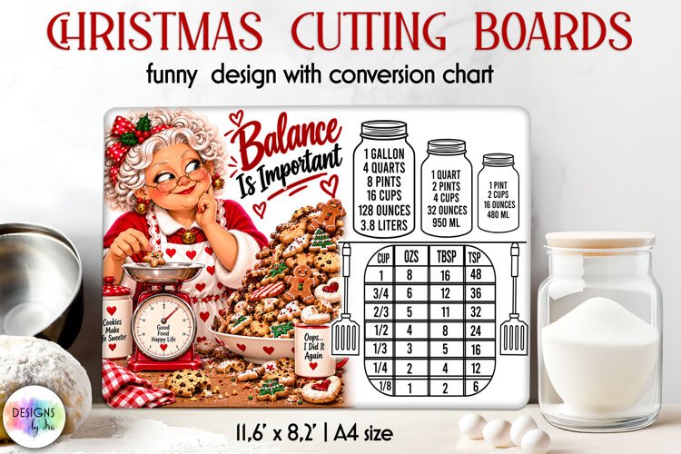 Balance Is Important Christmas Cookie Cutting Board example image 1