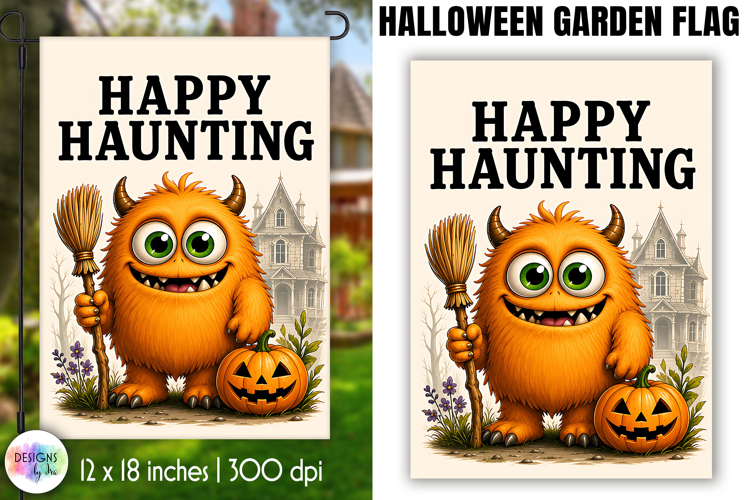 Happy Haunting Halloween Garden Flag PNG Design