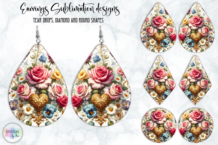 Vintage Flowers Earrings Design, Baroque Floral Earrings example image 1