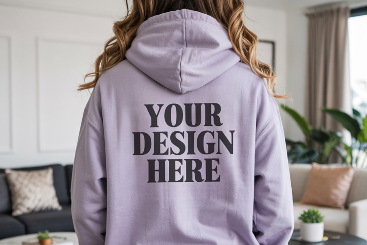 Safety pink Gildan 18500 Hoodie Mockup ,Cozy Unisex Sweatshi