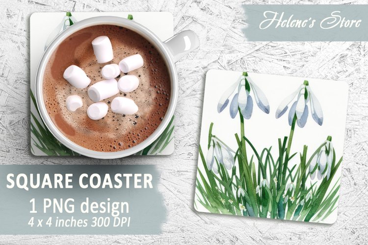 Floral Square Coasters | Spring flowers Sublimation Coaster example image 1