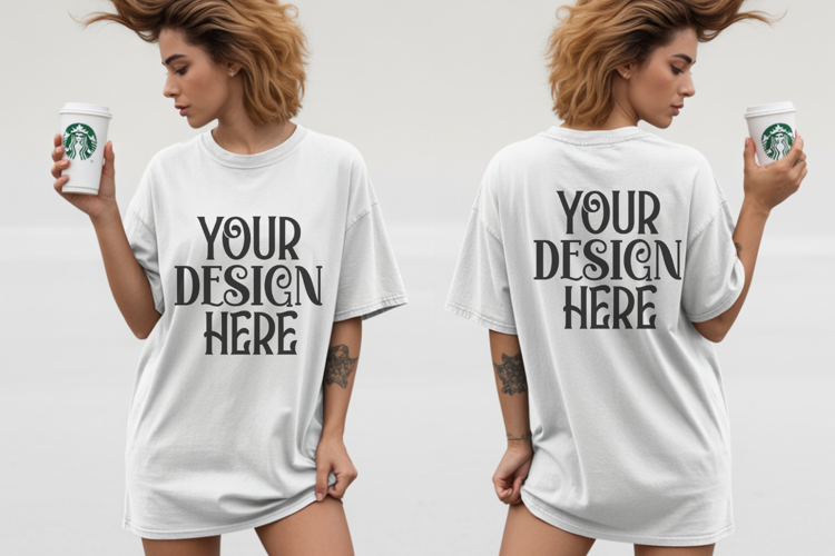 White Comfort Colors 1717 Front & back T shirt Mockup