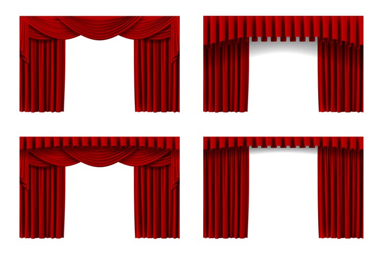 Red stage curtain. Opera or cinema luxury drapery for interi example image 1