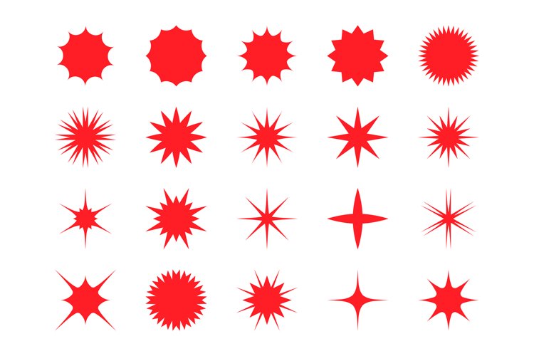 Star burst stickers set. Sale red starburst and various geom example image 1