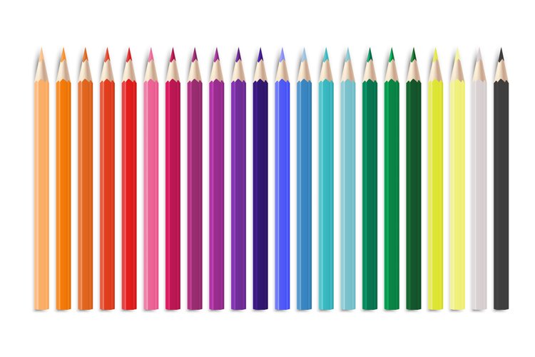 Realistic colorful pencil. Office or school items arranged i example image 1