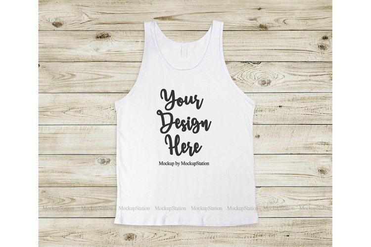 Bella Canvas 3480 White Tank Top Mockup Flat Lay example image 1