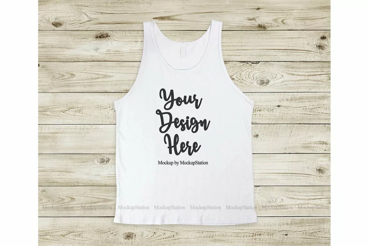 Bella Canvas 3480 White Tank Top Mockup Flat Lay
