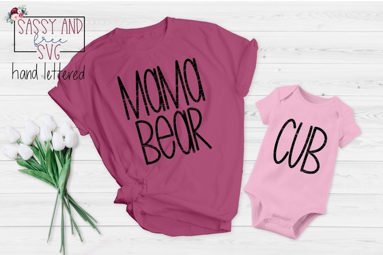 Mama Bear and Cub Hand Lettered SVG, PNG, & JPEG example image 1