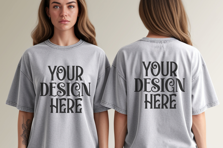 White Comfort Colors 1717 Front & back T shirt Mockup