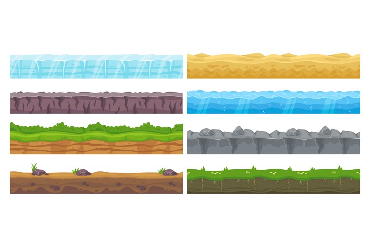 Seamless landscape borders. Endless different types surface