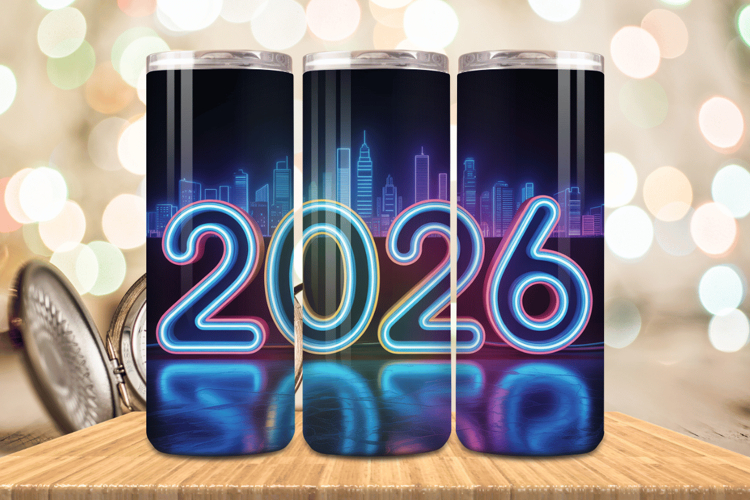 Festive Happy New Year Tumbler Wrap 2026: 20oz Skinny Tumble