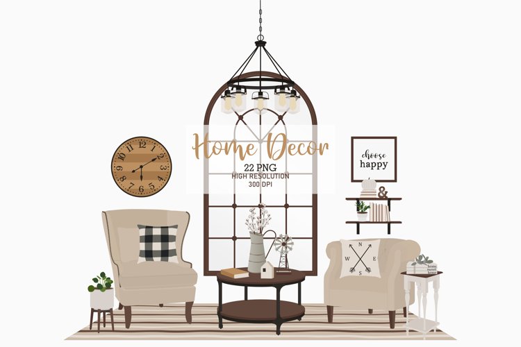 Modern Farmhouse Home Decor Clip Art (877755) Illustrations Design Bundles