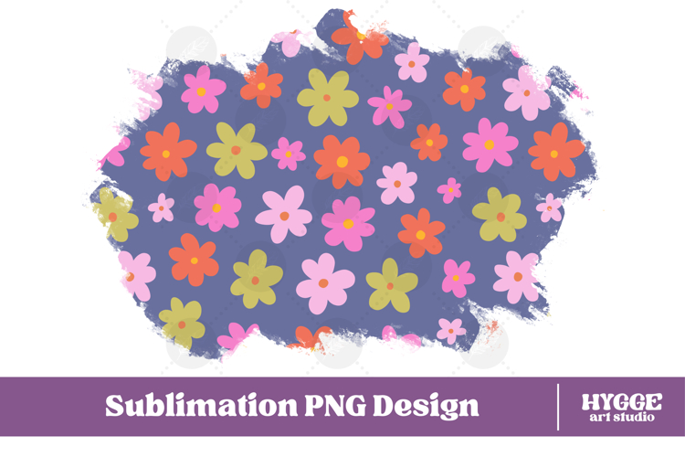 Retro Flowers Background Png Floral Paper Sublimation Splash
