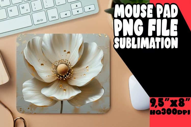 Blossom Burst: 3D Mouse Pad Designs Art PNG
