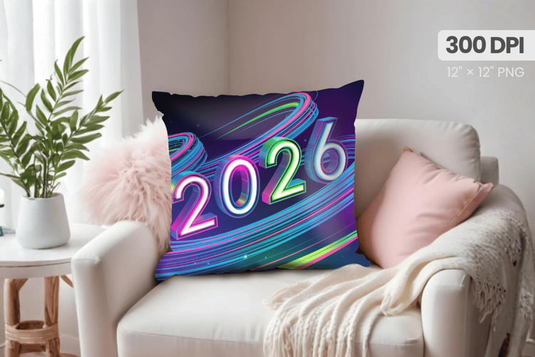 Happy New Year PNG Pillow, Festive New Years Eve 2026 PNG