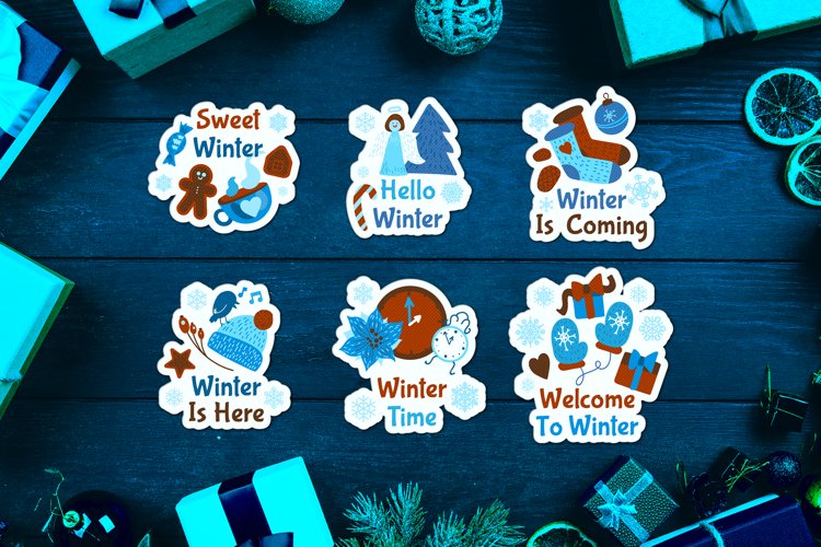 Winter Cartoon Badges