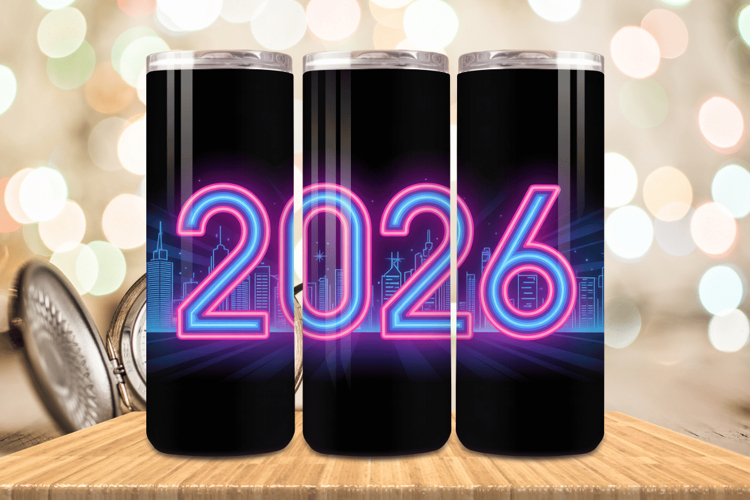 Festive Happy New Year Tumbler Wrap 2026: 20oz Skinny Tumble