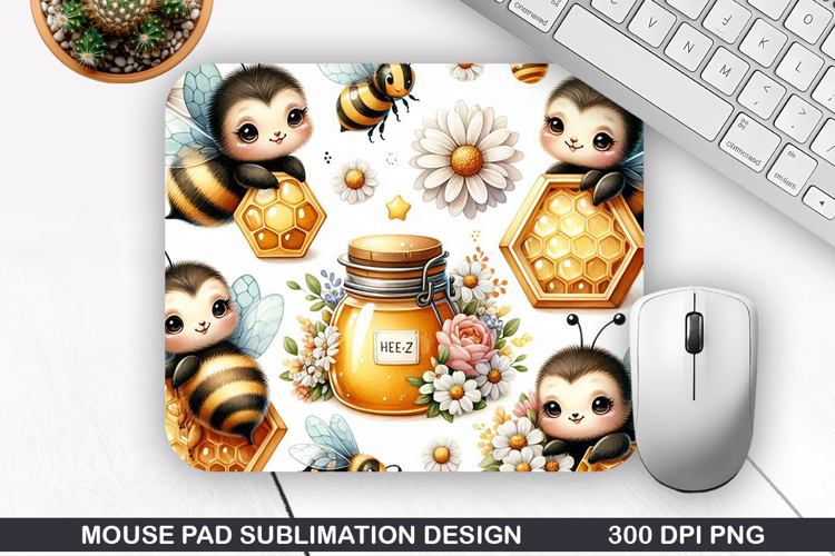 Mouse Pad Sublimation, Bee Mouse Pad PNG Design