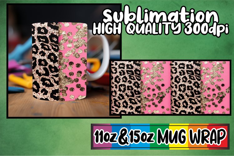 Vibrant Glitter   Leopard Elegance Mug Art 15oz 11oz