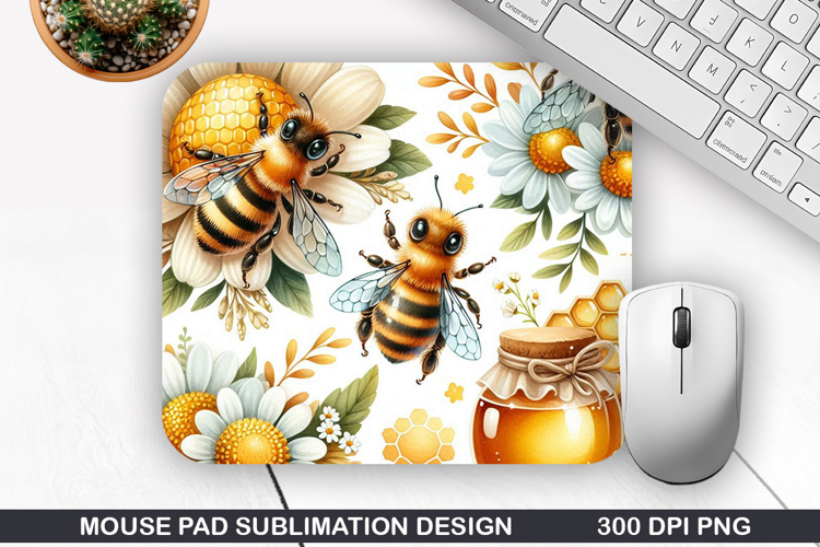 Mouse Pad Sublimation, Bee Mouse Pad PNG Design