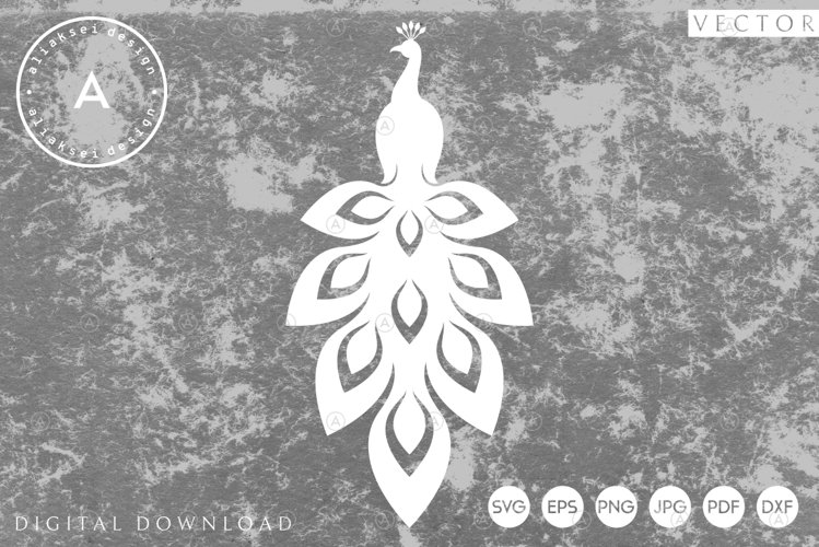Peacock Paper Cut | Abstract Bird SVG example image 1