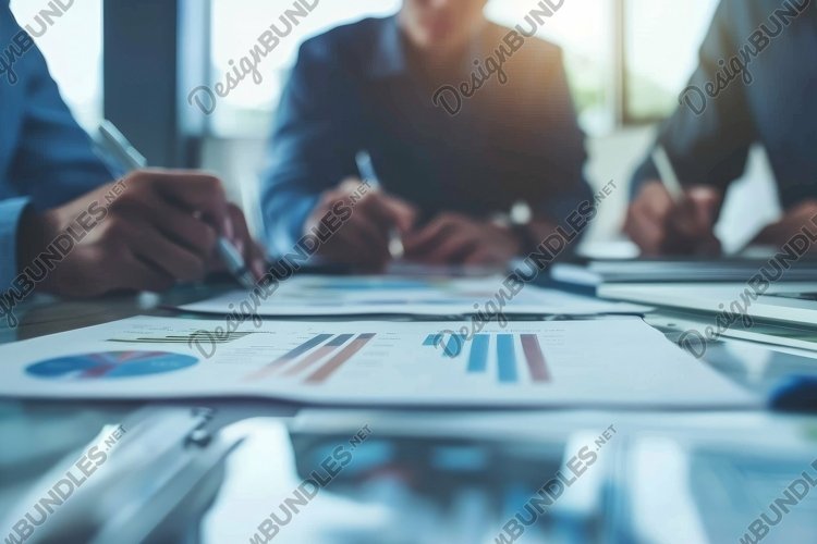 Business Professionals Analyzing Financial Data Charts example image 1