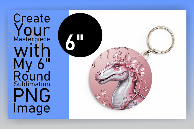 Stylish Circle Design for Keychains , Cute Dino