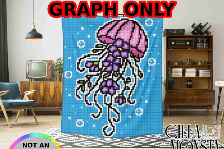 Jellyfish Flowers Graph Pattern for C2C, Cross Stitch, Knit,