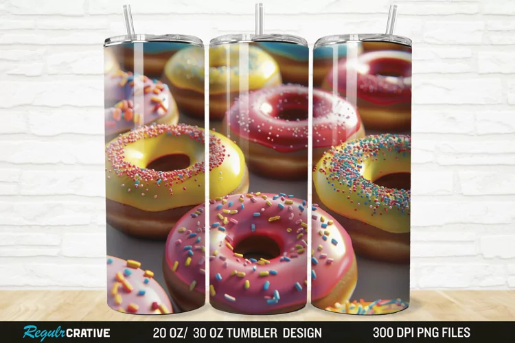 3D Colorful Donuts 20/30oz Skinny Tumbler
