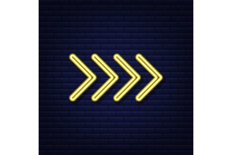 Template with yellow arrow neon on blue background. Neon example image 1