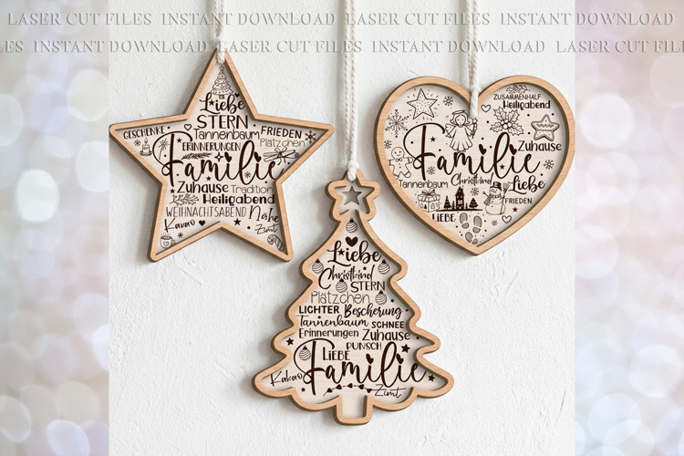 Christmas Family Dutch German words Ornament svg