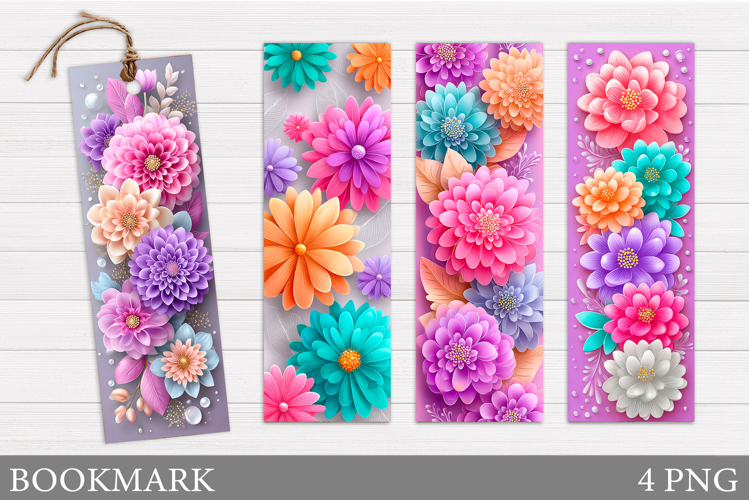 Floral Bookmark Design. Flowers Bookmark Sublimation