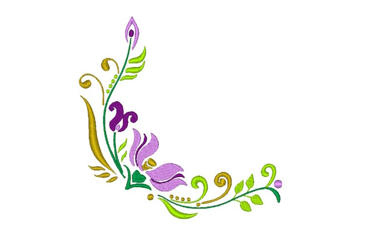 Flower Corner Embroidery Design Tulips