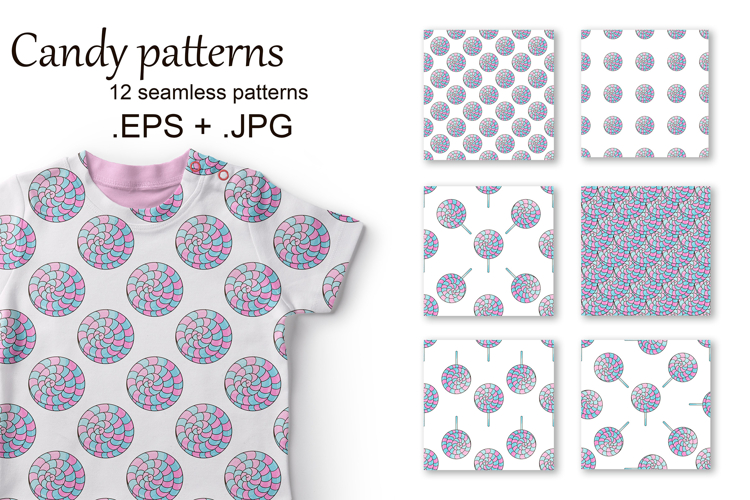 Candies. Cute pattern with sweets. Rainbow lollipops