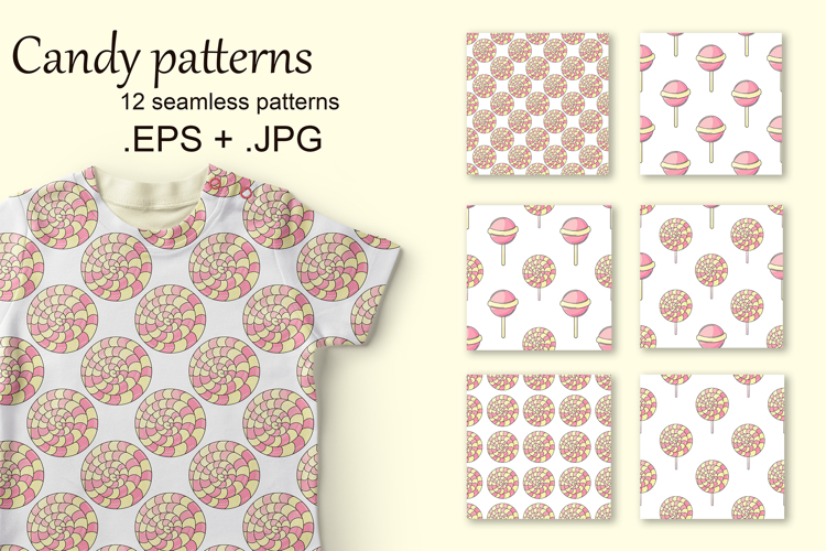 Cute pattern with sweets. Candies. Round lollipops seamless