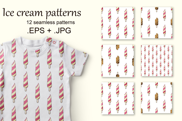 Pink ice cream seamless pattern. Wonderful bright Summer