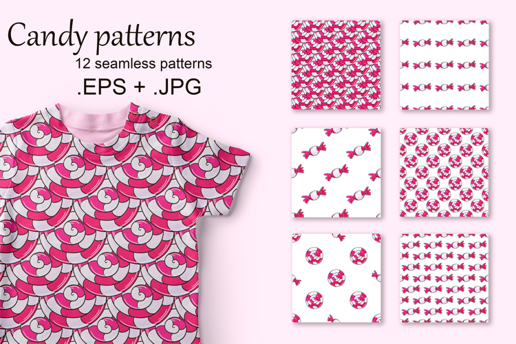 Cute pattern with sweets. Candies. Raspberry lollipops