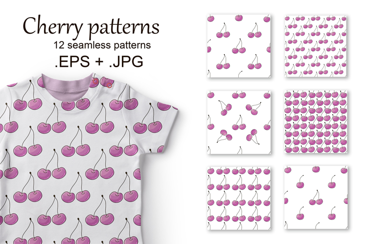 Berries seamless pattern. Pink cherries. Cute pattern