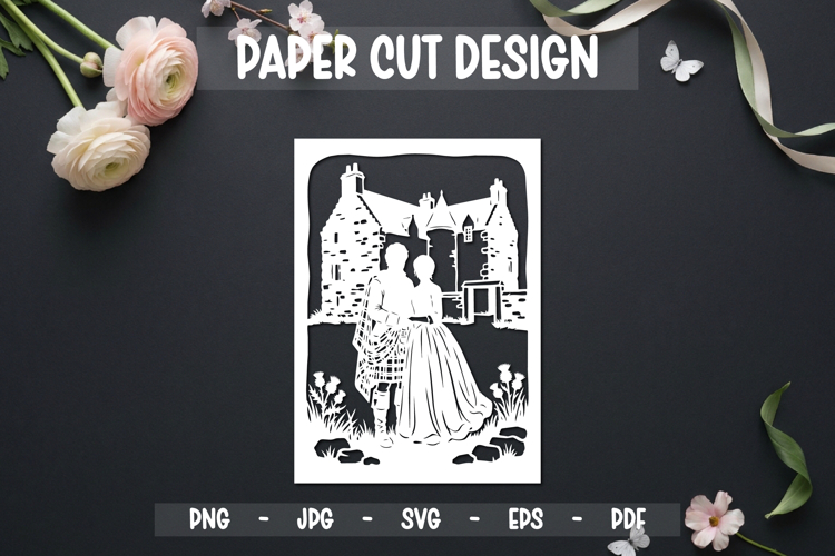 Romantic Couple Paper Cut Card, 5x7 Paper cut