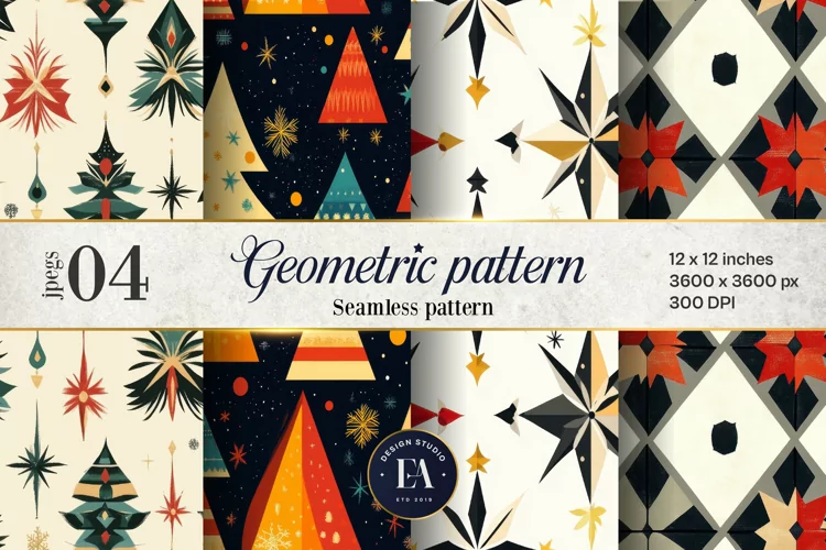 Bold Geometric Festive Pattern Digital Paper | Geometric