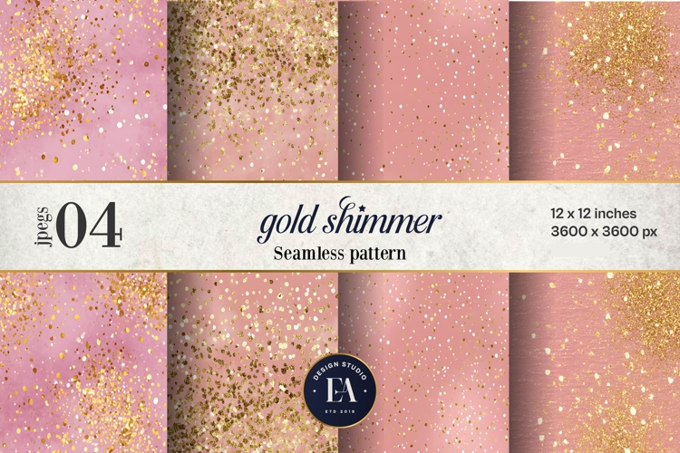 Pink Gold Shimmer Digital Paper, Glitter Texture